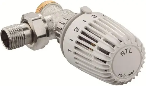 Rücklauftemperaturbegrenzer mit Außengewinde, ordentlich gestaltete Mechanik, passend für Heizungsanlagen. Markenlogo von IMI Hydronic Engineering erkennbar.